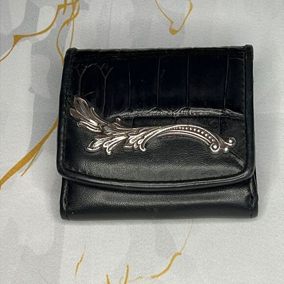 Brighton brand Black leather wallet with silver front detail - Picture 1 of 7